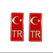TR Ayyıldız Kırmızı Plaka Etiketi Sticker- Varak Baskılı Kabartmalı Parlak Malzeme - 1