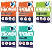 Fenomen Okul 2025 8. Sınıf Matematik + Türkçe + Fen + Geometri + Paragraf A Serisi Soru Bankası Seti 5 Kitap - 1