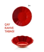 3m Kırmızı 12 Adet  Kıratane Kahve Çay Tabağı - 1