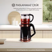 Any Morning DE23203SX Cam Demlikli Çelik Su Isıtıcılı Çay Makinesi - 5