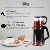 Any Morning DE23203SX Cam Demlikli Çelik Su Isıtıcılı Çay Makinesi - 6