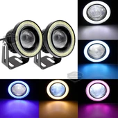 Renault Fluence 2009-2016 Uyumlu Üniversal Mercekli Angel Sis Farı Metal Su Geçirmez 76 mm Turuncu Halkalı Gündüz Farı Angel Eyes 2 Adet - 10