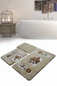 Chilai Home LINDA TAŞ  3 LU SET Klozet Takımı, Banyo Paspas Seti Halısı - 1
