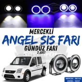 Ford Transit Connect 2002-2013 Uyumlu Üniversal Mercekli Angel Sis Farı Metal Su Geçirmez 76 mm Mavi Halkalı Gündüz Farı Angel Eyes 2 Adet - 1