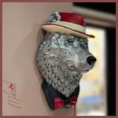 Kırmızı Duvar Heykeli Kurt Gangster (SANAT, KALPSİZ, BENCİL, MAFYA, PATRON) Tasarımları thumbnail 4