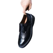 Erkek Hakiki Parlak Siyah Açma Deri Günlük Loafer Ayakkabı - 1