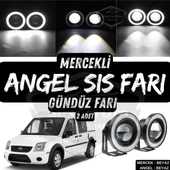 Ford Transit Connect 2002-2013 Uyumlu Üniversal Mercekli Angel Sis Farı Metal Su Geçirmez 76 mm Beyaz Halkalı Gündüz Farı Angel Eyes 2 Adet thumbnail 1