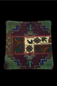 Şok Fiyat ! Açılışa Özel %50 Off ! Art Deco El Dokuması Halı Vintage Kırlent Minder 40x40cm (0135) - 1