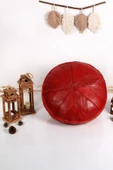 - El Yapımı Hakiki Deri Orijinal Bohem Ottoman Puf Minder 60cm - 1