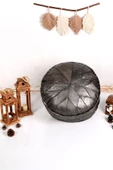 - El Yapımı Hakiki Deri Orijinal Bohem Ottoman Puf Minder 60cm - 1