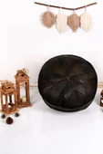 - El Yapımı  Deri Orijinal Bohem Ottoman Puf Minder 60cm thumbnail 1