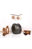 - El Yapımı Hakiki Deri Orijinal Bohem Ottoman Puf Minder 60cm - 3