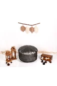 - El Yapımı Hakiki Deri Orijinal Bohem Ottoman Puf Minder 60cm - 4