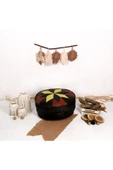 Şok Fiyat Açılışa Özel %50 Off! Art Deco El Yapımı Hakiki Deri Orijinal Bohem Ottoman Puf Minder60cm thumbnail 3