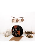 Şok Fiyat Açılışa Özel %50 Off! Art Deco El Yapımı Hakiki Deri Orijinal Bohem Ottoman Puf Minder60cm thumbnail 2