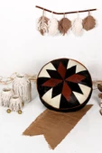 Şok Fiyat Açılışa Özel %50 Off! Art Deco El Yapımı Hakiki Deri Orijinal Bohem Ottoman Puf Minder60cm thumbnail 1
