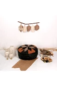 Şok Fiyat Açılışa Özel %50 Off! Art Deco El Yapımı Hakiki Deri Orijinal Bohem Ottoman Puf Minder60cm thumbnail 3
