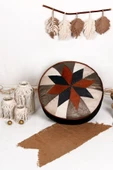 Şok Fiyat Açılışa Özel %50 Off! Art Deco El Yapımı Hakiki Deri Orijinal Bohem Ottoman Puf Minder60cm - 1