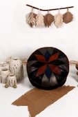 Şok Fiyat Açılışa Özel %50 Off! Art Deco El Yapımı Hakiki Deri Orijinal Bohem Ottoman Puf Minder60cm - 1