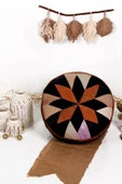 Şok Fiyat Açılışa Özel %50 Off! Art Deco El Yapımı Hakiki Deri Orijinal Bohem Ottoman Puf Minder60cm - 1
