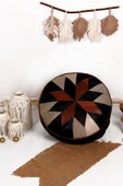 Şok Fiyat Açılışa Özel %50 Off! Art Deco El Yapımı Hakiki Deri Orijinal Bohem Ottoman Puf Minder60cm thumbnail 1