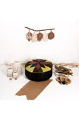 Şok Fiyat Açılışa Özel %50 Off! Art Deco El Yapımı Hakiki Deri Orijinal Bohem Ottoman Puf Minder60cm thumbnail 4