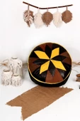 Şok Fiyat Açılışa Özel %50 Off! Art Deco El Yapımı Hakiki Deri Orijinal Bohem Ottoman Puf Minder60cm thumbnail 1