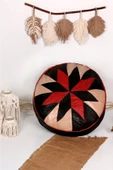 Şok Fiyat Açılışa Özel %50 Off! Art Deco El Yapımı Hakiki Deri Orijinal Bohem Ottoman Puf Minder60cm thumbnail 1