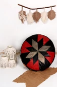 Açılışa Özel Dolgulu ! El Yapımı Hakiki Deri Orijinal Bohem Ottoman Puf Yer Minderi 60x30cm - 6