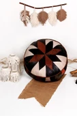 Şok Fiyat Açılışa Özel %50 Off! Art Deco El Yapımı Hakiki Deri Orijinal Bohem Ottoman Puf Minder60cm - 1