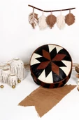 Şok Fiyat Açılışa Özel %50 Off! Art Deco El Yapımı Hakiki Deri Orijinal Bohem Ottoman Puf Minder60cm - 1