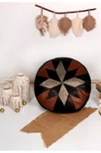 Şok Fiyat Açılışa Özel %50 Off! Art Deco El Yapımı Hakiki Deri Orijinal Bohem Ottoman Puf Minder60cm - 1