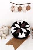 Şok Fiyat Açılışa Özel %50 Off! Art Deco El Yapımı Hakiki Deri Orijinal Bohem Ottoman Puf Minder60cm thumbnail 1
