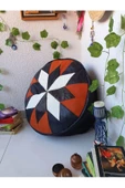 Art Deco El Yapımı Hakiki Deri Orijinal Bohem Ottoman Puf Minder60cm - 7