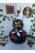Şok Fiyat Açılışa Özel %50 Off! Art Deco El Yapımı Hakiki Deri Orijinal Bohem Ottoman Puf Minder60cm - 1