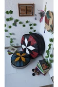 Şok Fiyat Açılışa Özel %50 Off! Art Deco El Yapımı Hakiki Deri Orijinal Bohem Ottoman Puf Minder60cm - 7