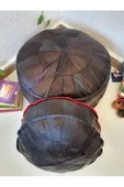 Şok Fiyat Açılışa Özel %50 Off! Art Deco El Yapımı Hakiki Deri Orijinal Bohem Ottoman Puf Minder60cm - 7