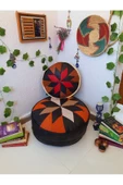 Şok Fiyat Açılışa Özel %50 Off! Art Deco El Yapımı Hakiki Deri Orijinal Bohem Ottoman Puf Minder60cm thumbnail 6