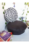 Şok Fiyat Açılışa Özel %50 Off! Art Deco El Yapımı Hakiki Deri Orijinal Bohem Ottoman Puf Minder60cm thumbnail 5