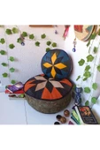 Şok Fiyat Açılışa Özel %50 Off! Art Deco El Yapımı Hakiki Deri Orijinal Bohem Ottoman Puf Minder60cm thumbnail 1