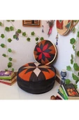 Şok Fiyat Açılışa Özel %50 Off! Art Deco El Yapımı Hakiki Deri Orijinal Bohem Ottoman Puf Minder60cm thumbnail 3