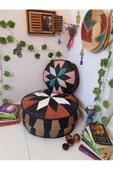 Şok Fiyat Açılışa Özel %50 Off! Art Deco El Yapımı Hakiki Deri Orijinal Bohem Ottoman Puf Minder60cm thumbnail 1