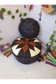 El Yapımı Hakiki Deri Orijinal Bohem Ottoman Puf Minder60cm thumbnail 1
