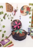 El Yapımı Hakiki Deri Orijinal Bohem Ottoman Puf Minder60cm - 5