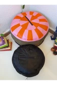 Şok Fiyat Açılışa Özel %50 Off! Art Deco El Yapımı Hakiki Deri Orijinal Bohem Ottoman Puf Minder60cm - 8