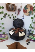 Şok Fiyat Açılışa Özel %50 Off! Art Deco El Yapımı Hakiki Deri Orijinal Bohem Ottoman Puf Minder60cm - 3