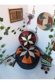 El Yapımı Hakiki Deri Bohem Ottoman Puf Yer Minder Ikili 60-40cm Set Of 2 thumbnail 4