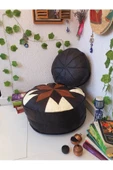 El Yapımı Hakiki Deri Orijinal Bohem Ottoman Puf Minder60cm thumbnail 2