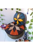 Şok Fiyat Açılışa Özel %50 Off! Art Deco El Yapımı Hakiki Deri Orijinal Bohem Ottoman Puf Minder60cm thumbnail 6