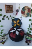 Şok Fiyat Açılışa Özel %50 Off! Art Deco El Yapımı Hakiki Deri Orijinal Bohem Ottoman Puf Minder60cm - 2
